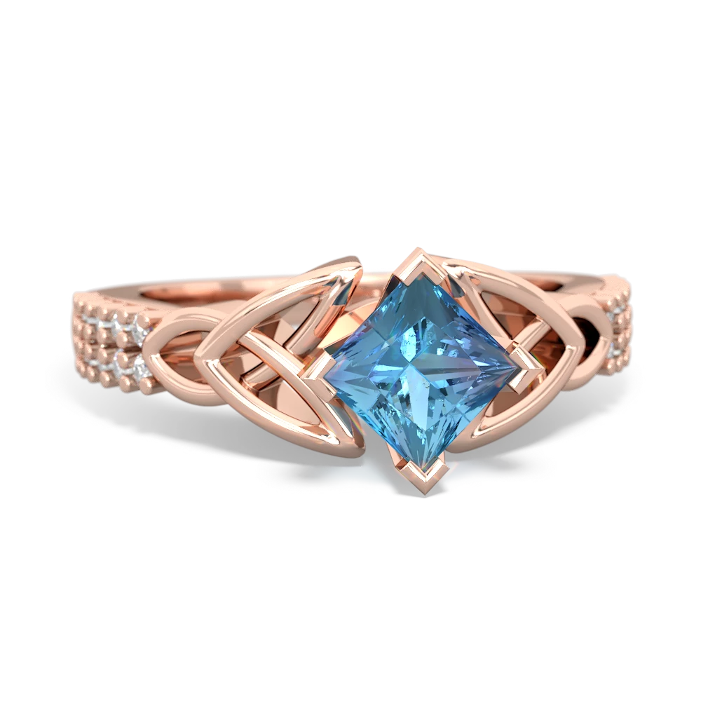 Blue Topaz Celtic Knot 5Mm Square Engagement 14K Rose Gold ring R26445SQ