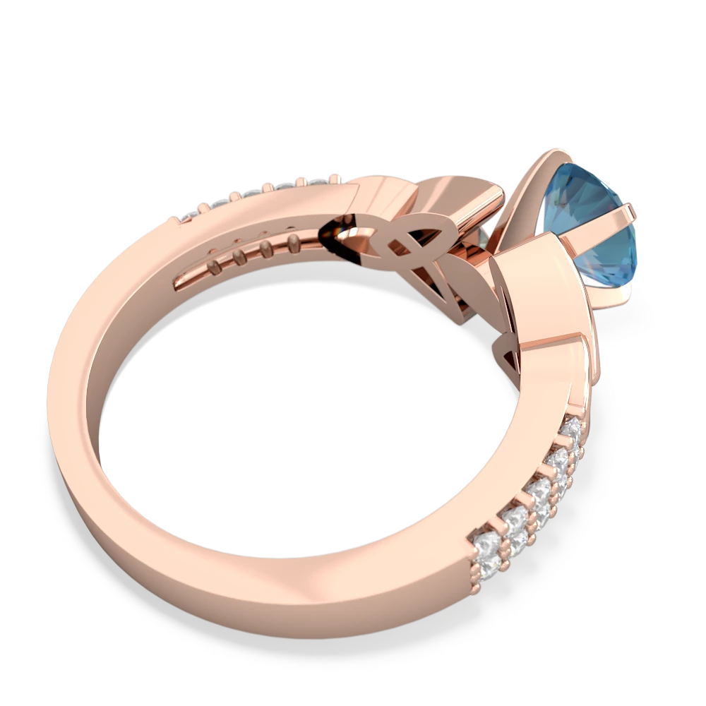 Blue Topaz Celtic Knot 6Mm Round Engagement 14K Rose Gold ring R26446RD