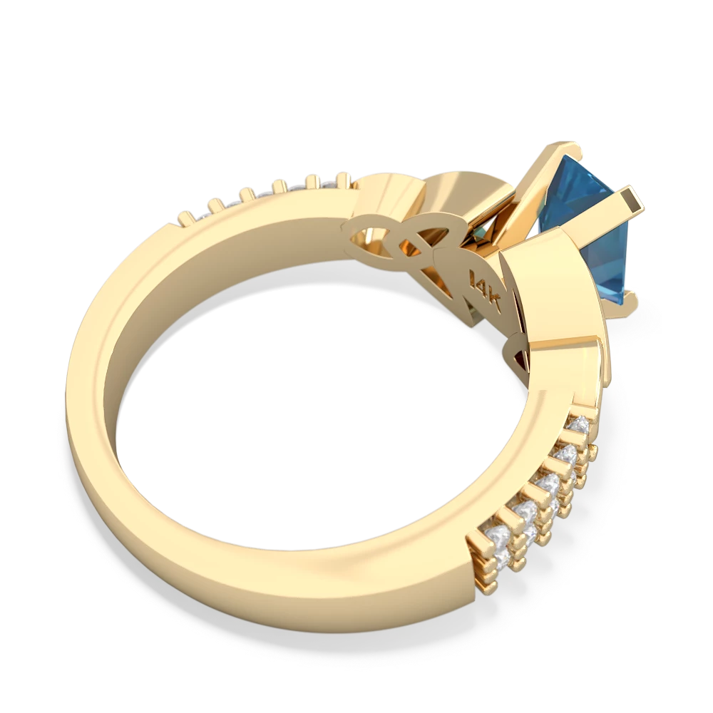Blue Topaz Celtic Knot 7X5 Emerald-Cut Engagement 14K Yellow Gold ring R26447EM