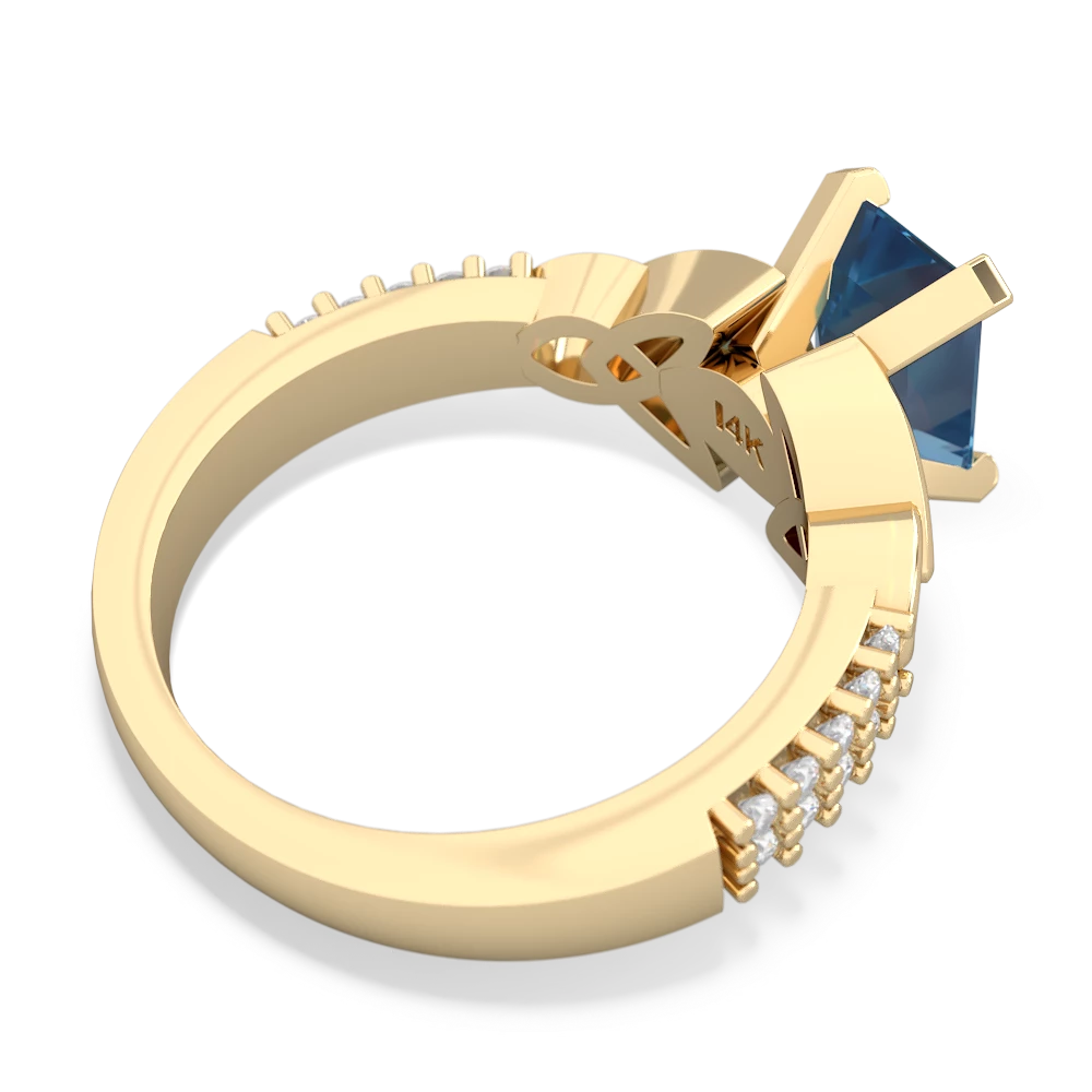 Blue Topaz Celtic Knot 8X6 Emerald-Cut Engagement 14K Yellow Gold ring R26448EM
