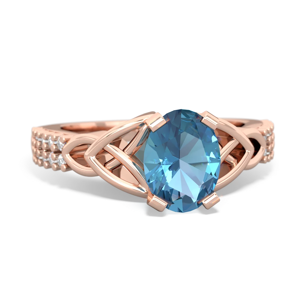 Blue Topaz Celtic Knot 8X6 Oval Engagement 14K Rose Gold ring R26448VL