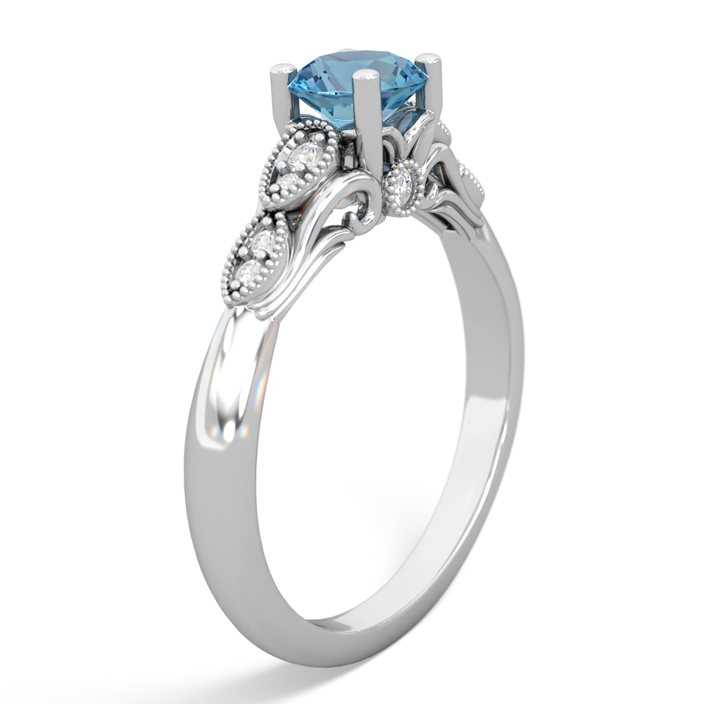 Blue Topaz Antique Elegance 14K White Gold ring R3100