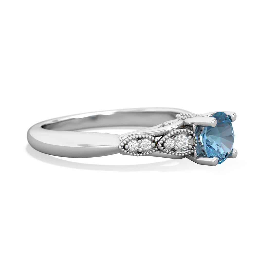 Blue Topaz Antique Elegance 14K White Gold ring R3100