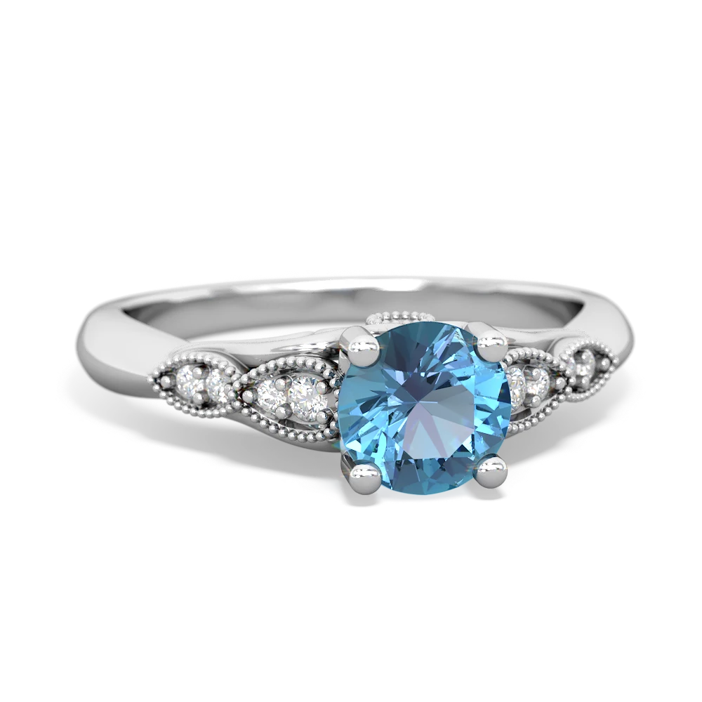 Blue Topaz Antique Elegance 14K White Gold ring R3100