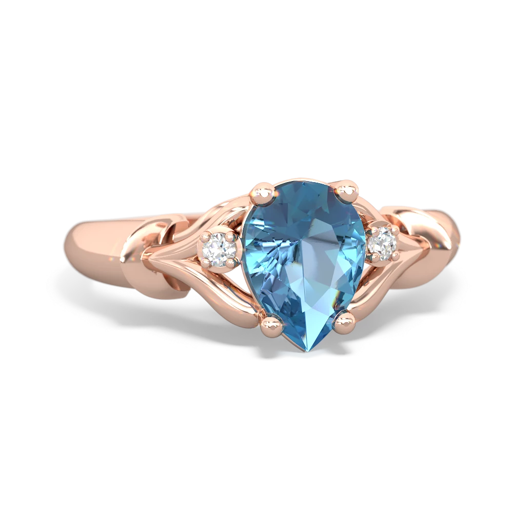 Blue Topaz Precious Pear 14K Rose Gold ring R0826