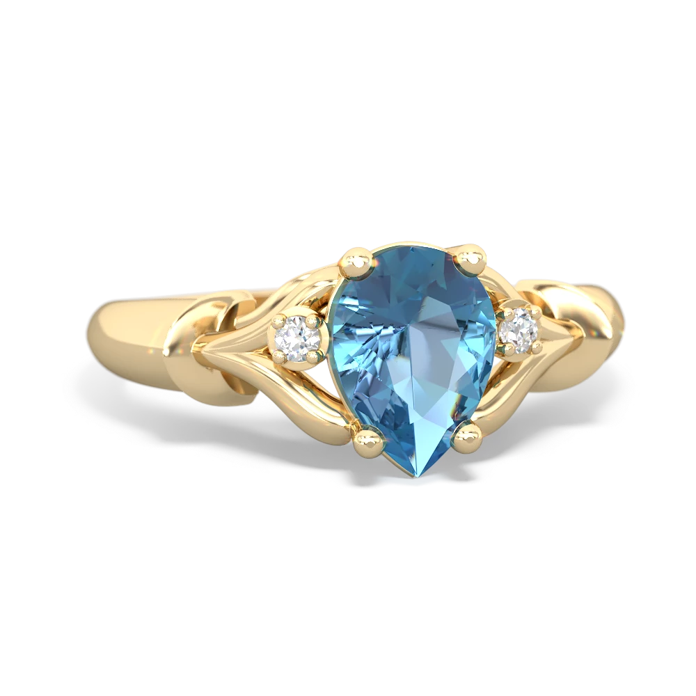 Blue Topaz Precious Pear 14K Yellow Gold ring R0826