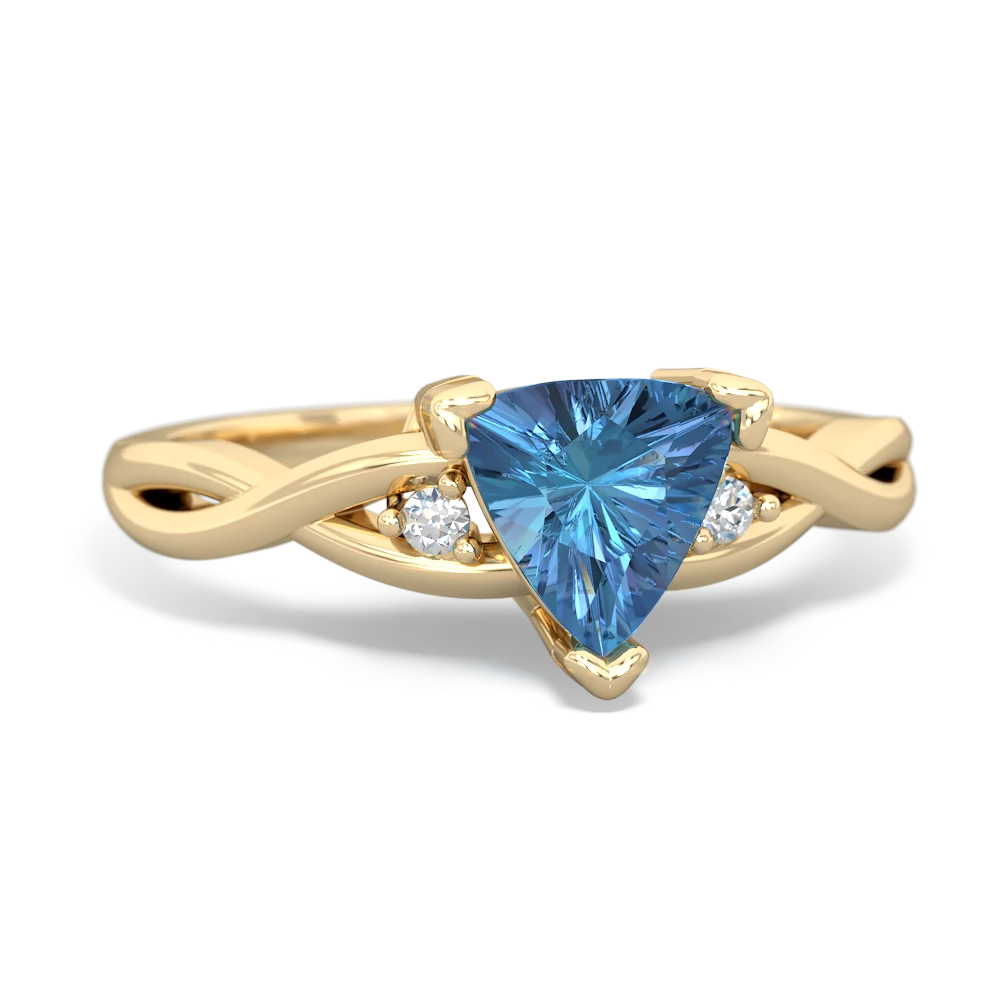 Blue Topaz Trillion Twist 14K Yellow Gold ring R2104