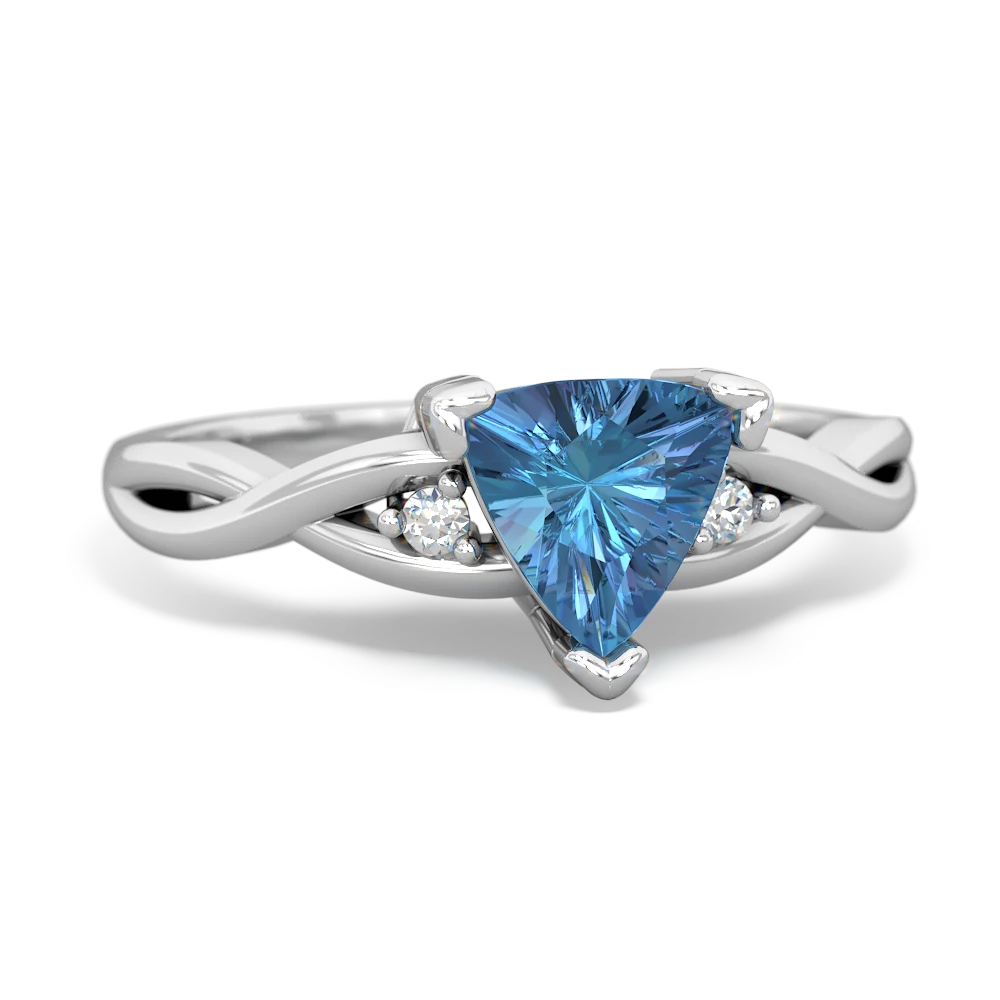 Blue Topaz Trillion Twist 14K White Gold ring R2104