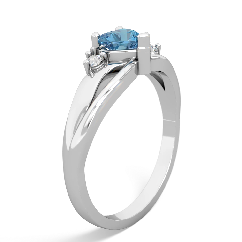 Blue Topaz Split Band Swirl 14K White Gold ring R2130