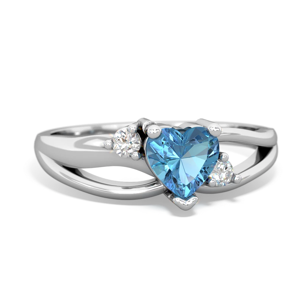 Blue Topaz Split Band Swirl 14K White Gold ring R2130