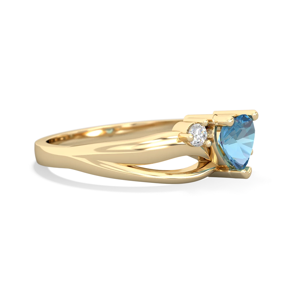 Blue Topaz Split Band Swirl 14K Yellow Gold ring R2130