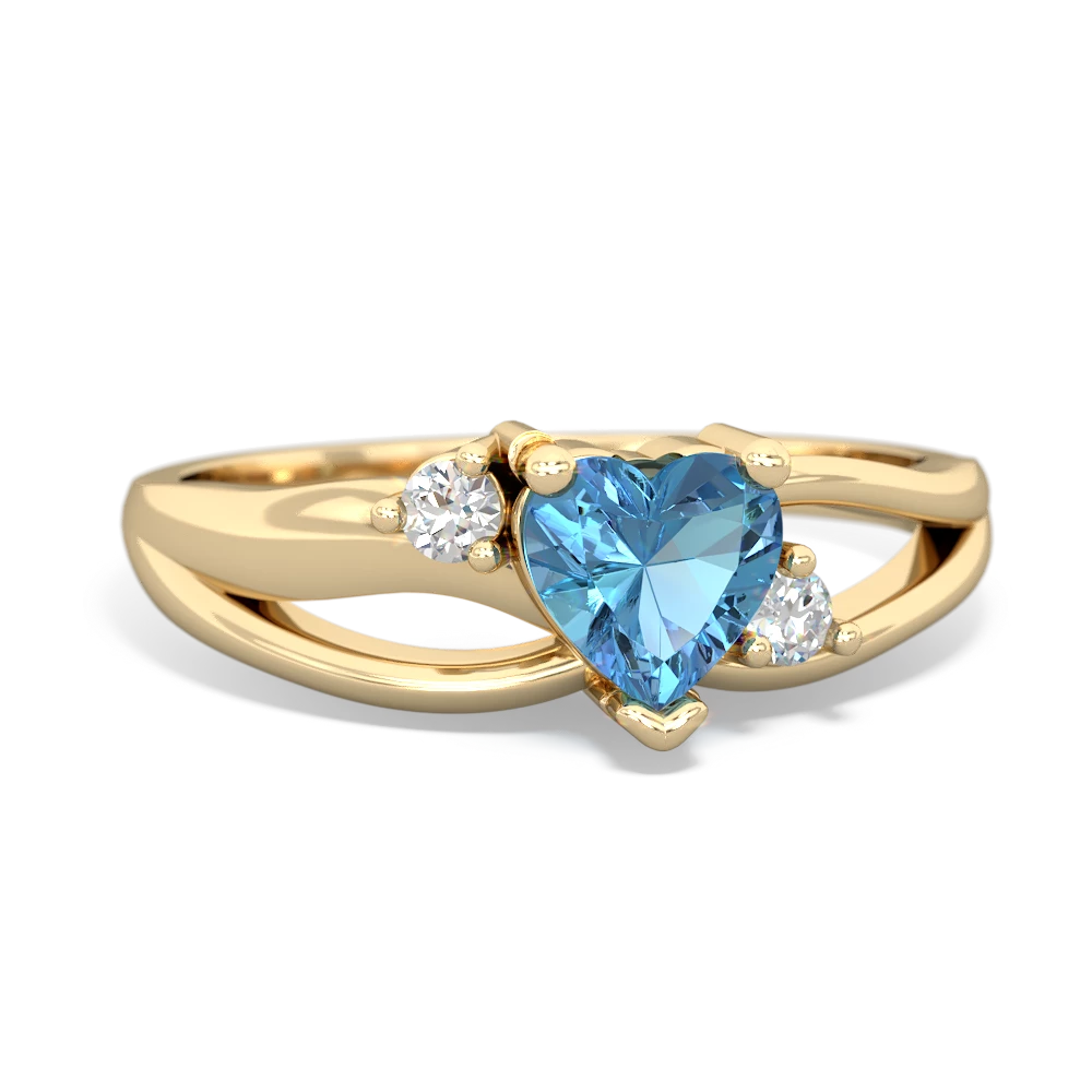 Blue Topaz Split Band Swirl 14K Yellow Gold ring R2130