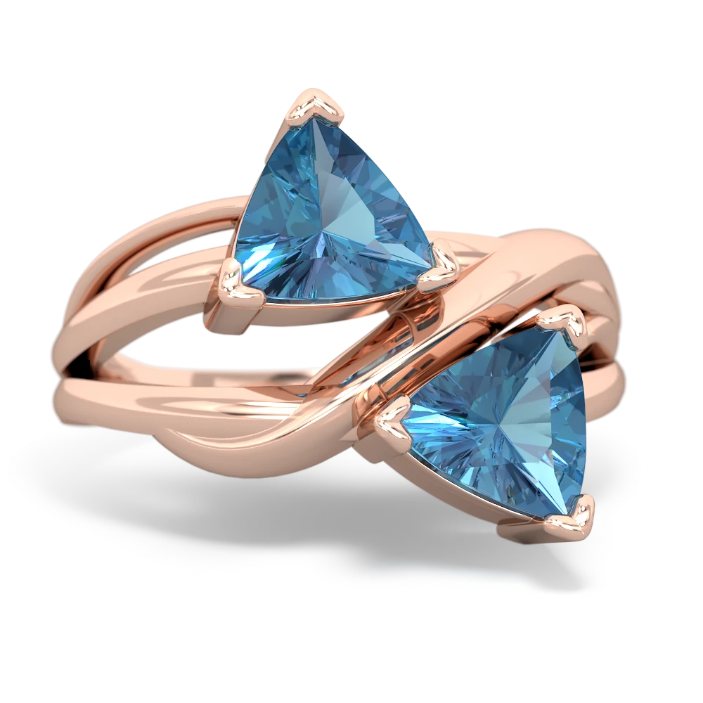 Blue Topaz Split Band Swirl 14K Rose Gold ring R2341