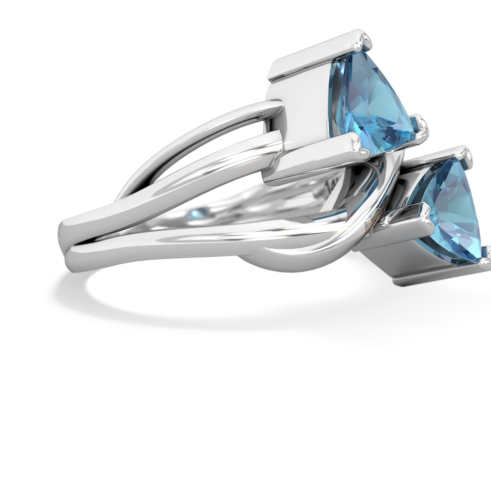 Blue Topaz Split Band Swirl 14K White Gold ring R2341