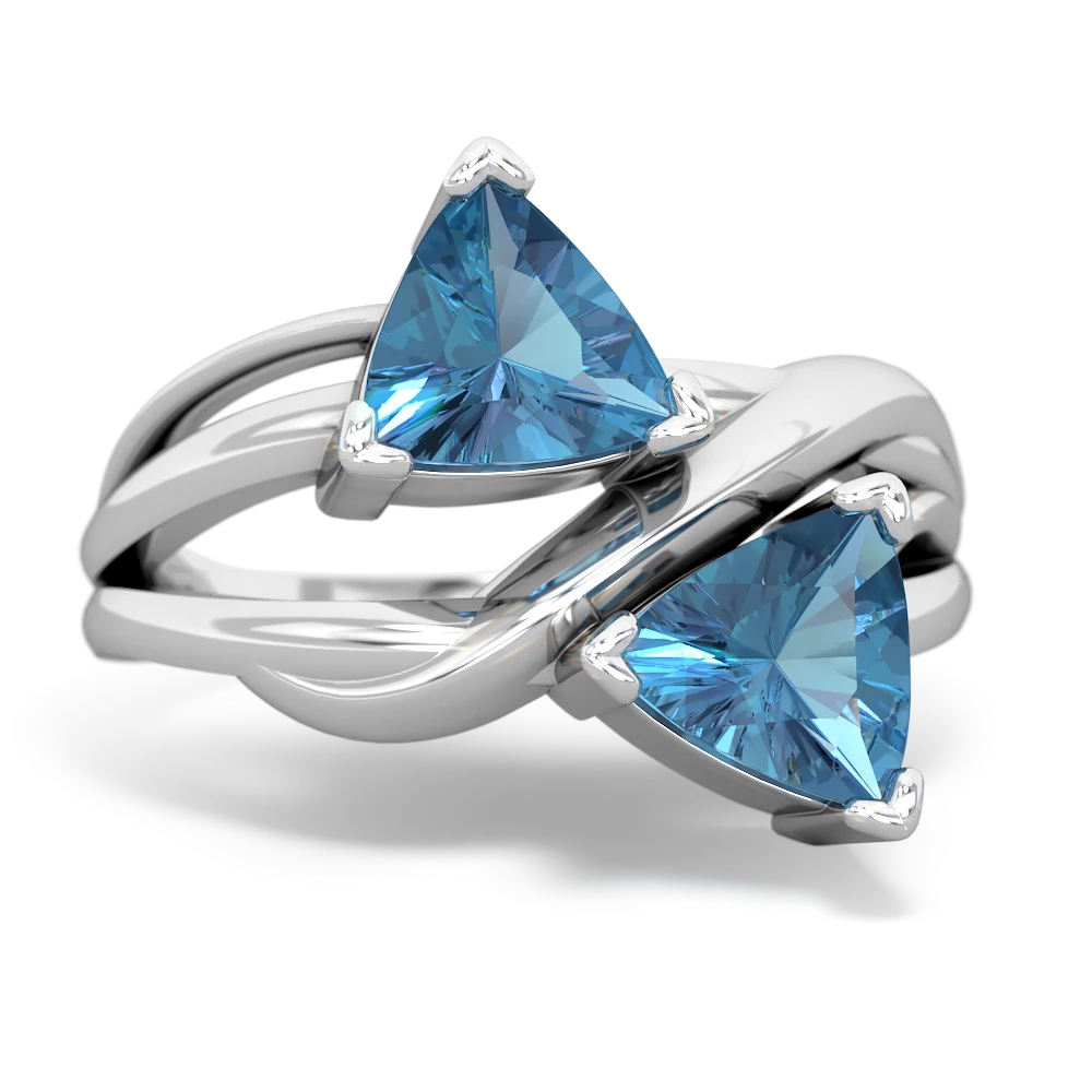 Blue Topaz Split Band Swirl 14K White Gold ring R2341