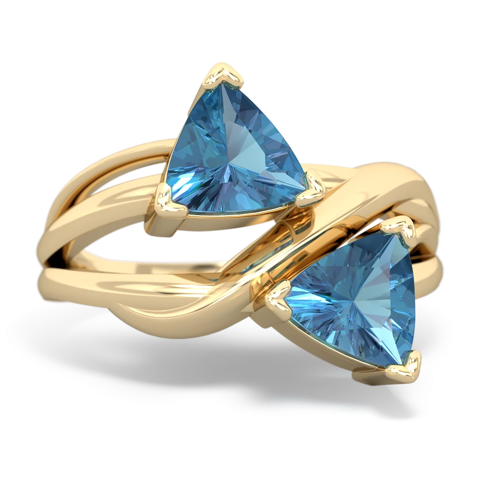 Blue Topaz Split Band Swirl 14K Yellow Gold ring R2341