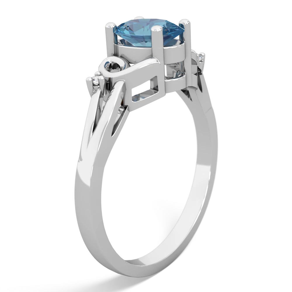 Blue Topaz Swirls 14K White Gold ring R2347