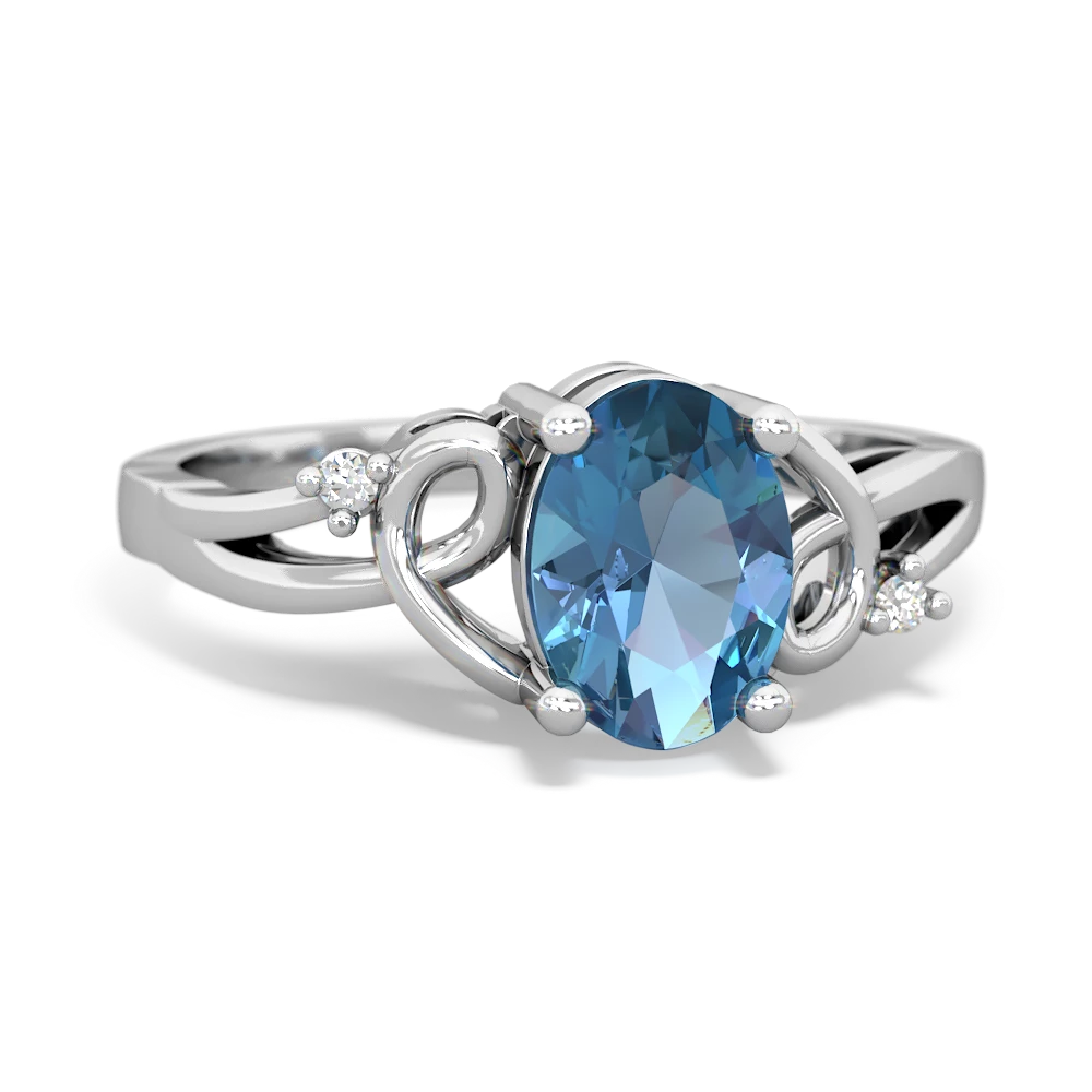 Blue Topaz Swirls 14K White Gold ring R2347