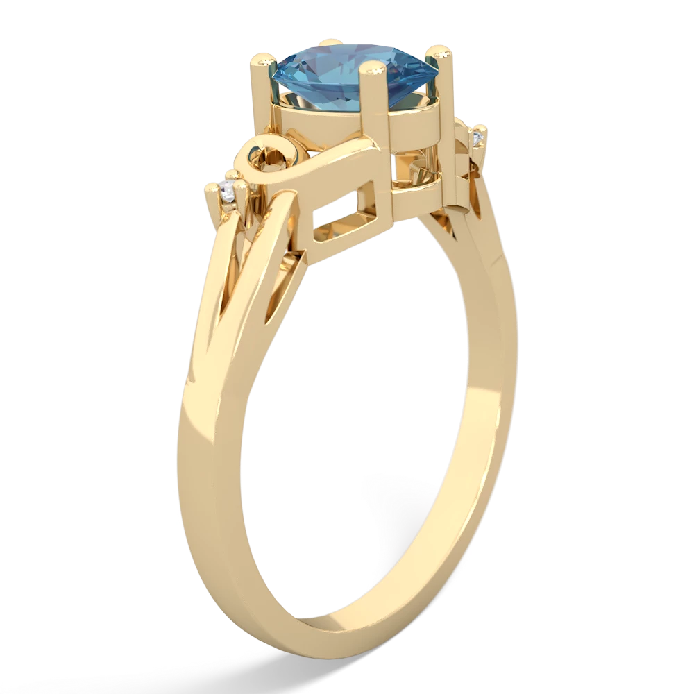 Blue Topaz Swirls 14K Yellow Gold ring R2347