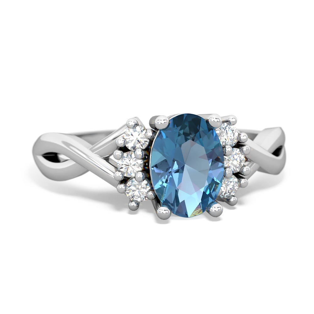 Blue Topaz Victorian Twist 14K White Gold ring R2497