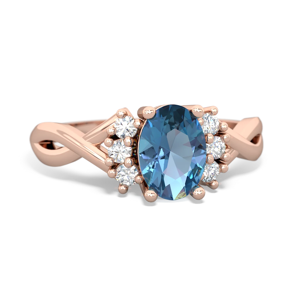 Blue Topaz Victorian Twist 14K Rose Gold ring R2497