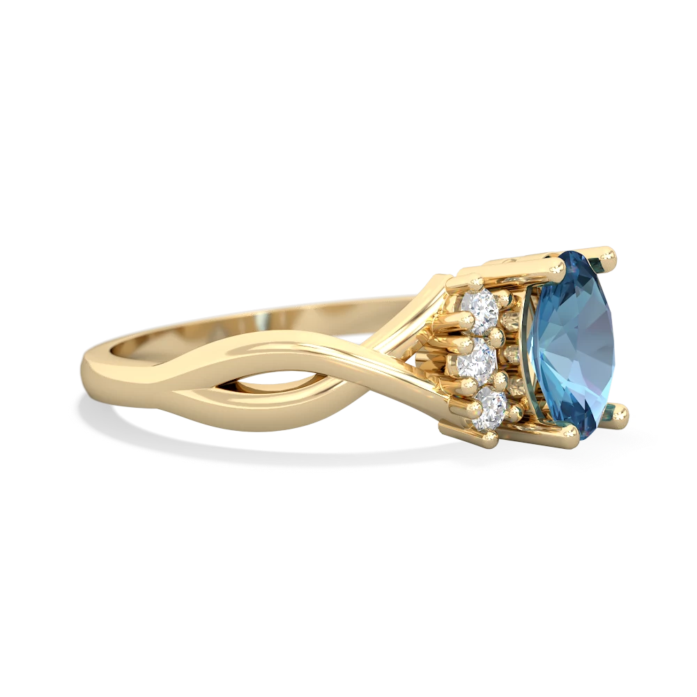 Blue Topaz Victorian Twist 14K Yellow Gold ring R2497