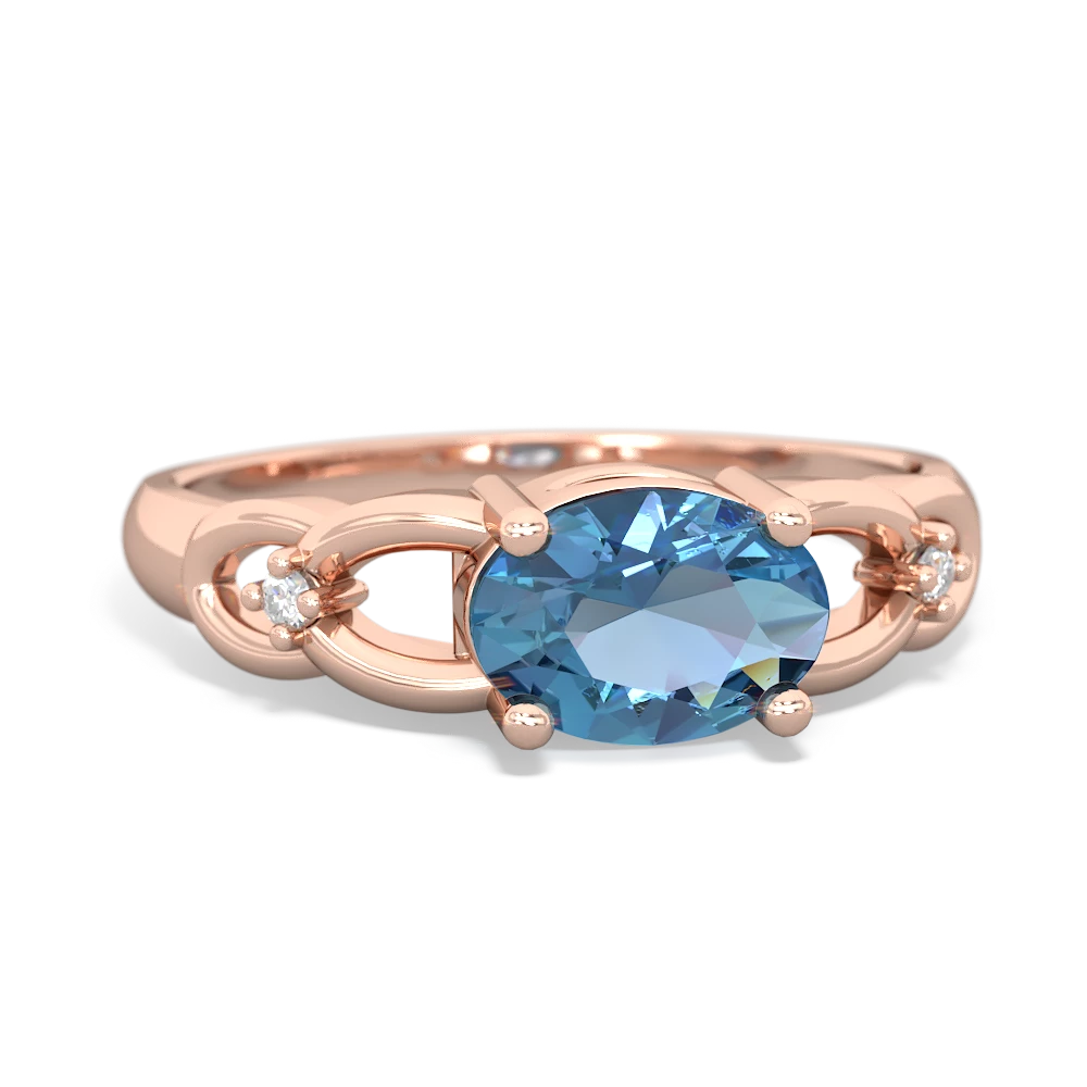 Blue Topaz Links 14K Rose Gold ring R4032