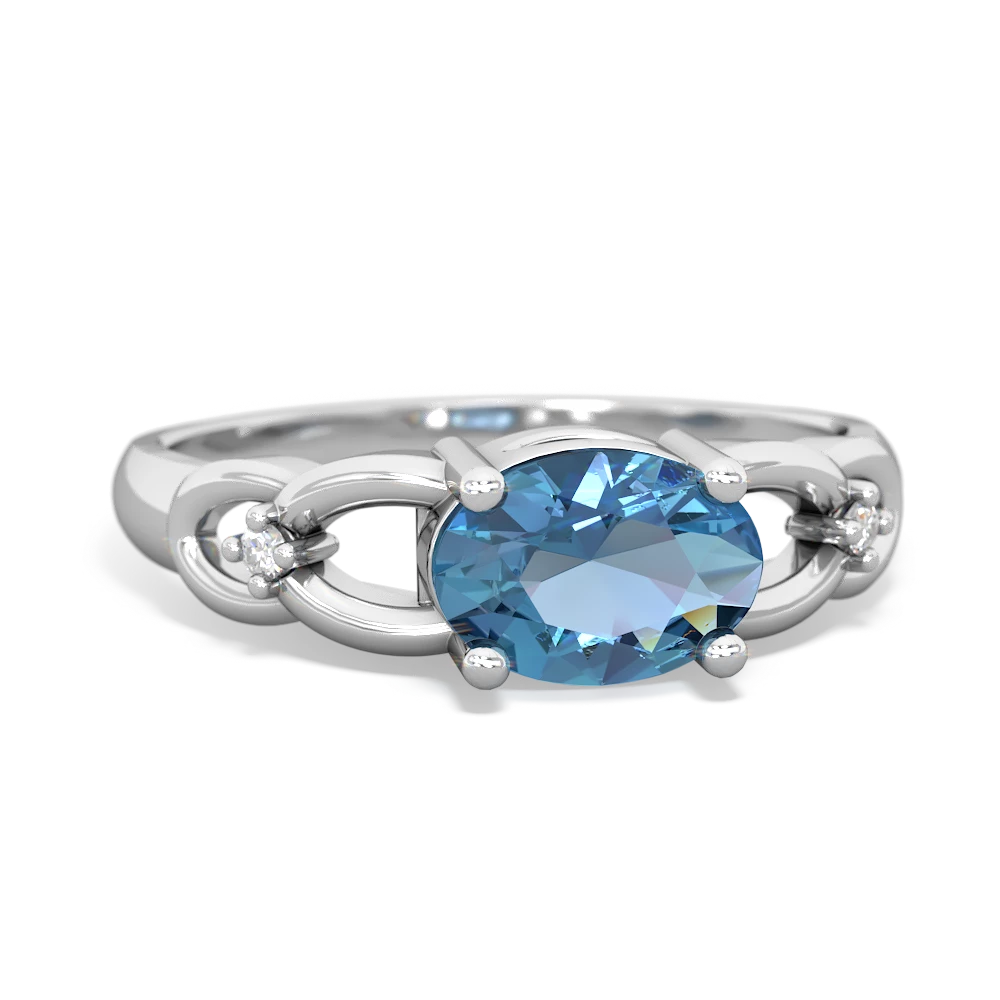 Blue Topaz Links 14K White Gold ring R4032