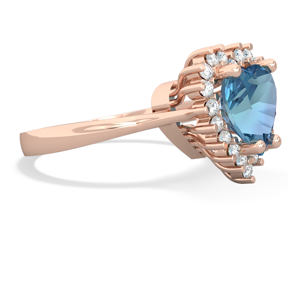 Blue Topaz Sparkling Halo Heart 14K Rose Gold ring R0391