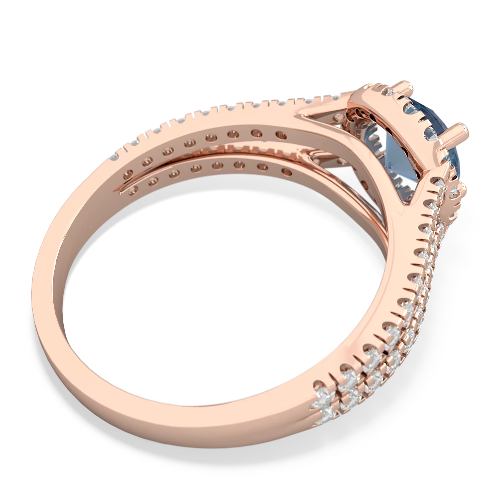 Blue Topaz Pave Halo 14K Rose Gold ring R5490