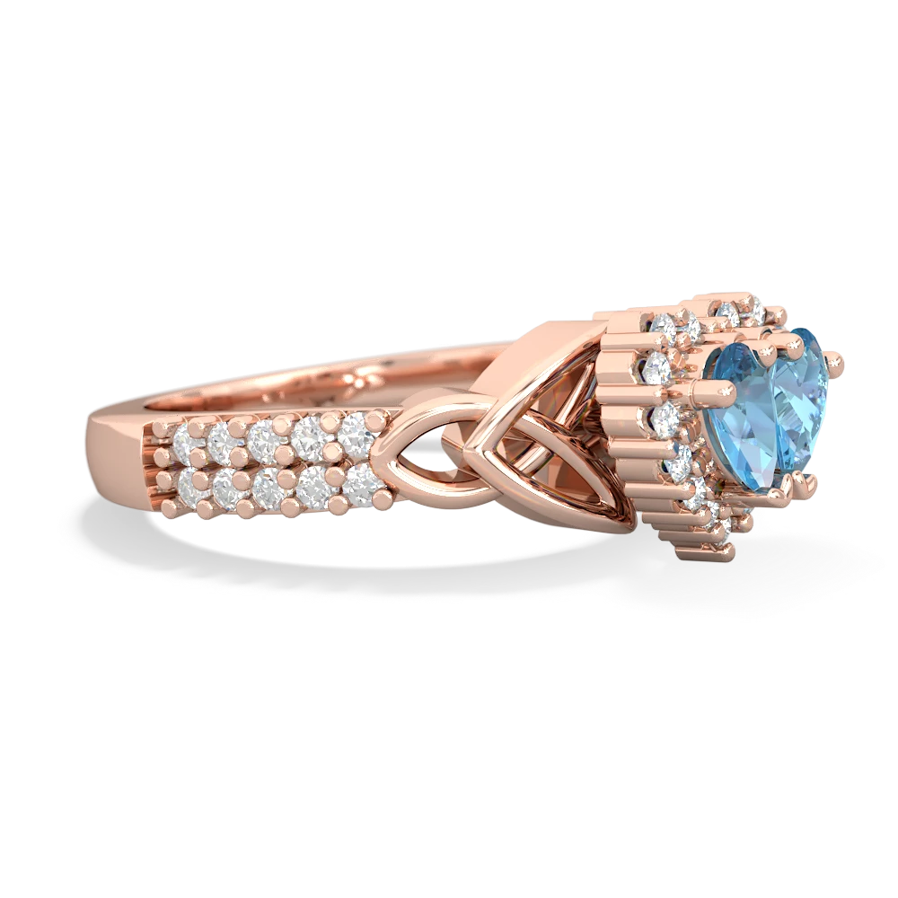 Blue Topaz Celtic Knot Two Hearts As One 14K Rose Gold ring R2644HRT