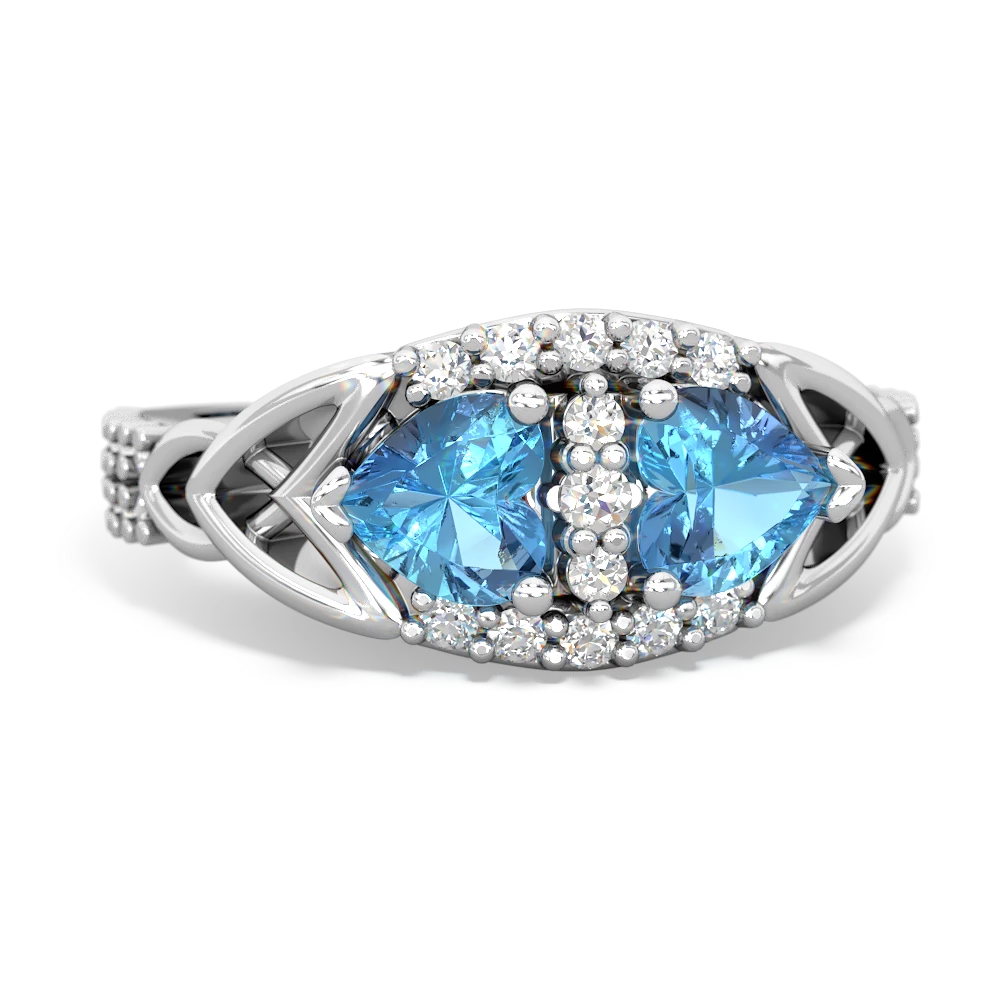 Blue Topaz Sparkling Celtic Knot 14K White Gold ring R2645