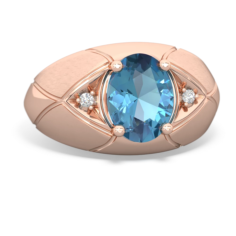 Blue Topaz Men's Crossroads 14K Rose Gold ring R0361