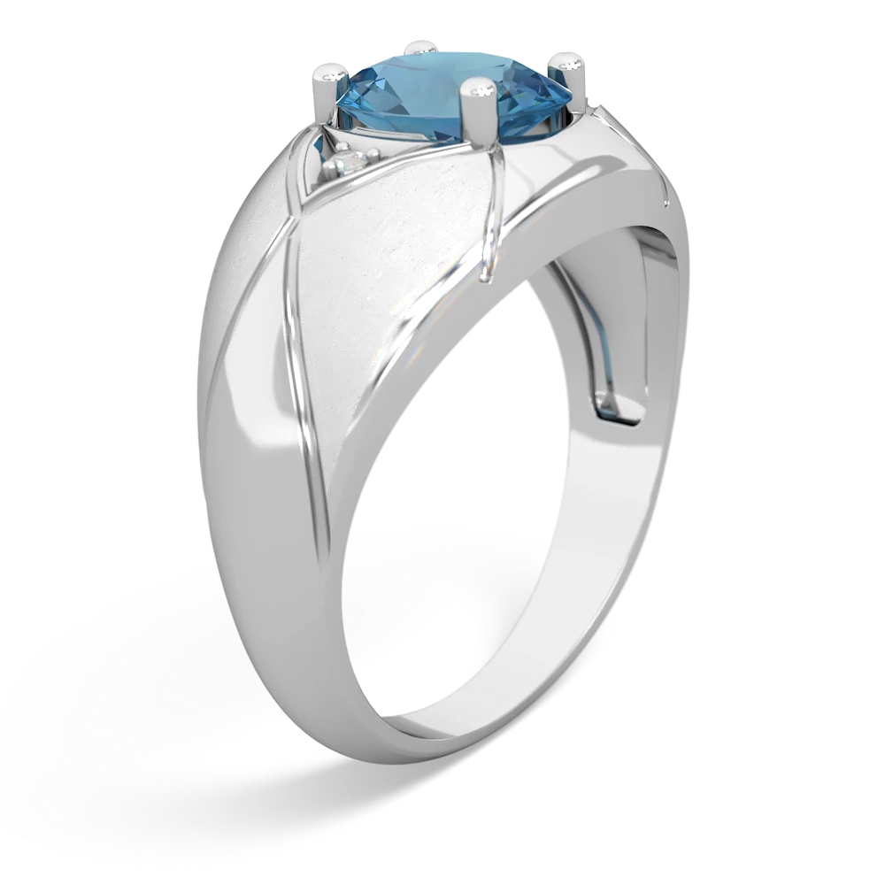 Blue Topaz Men's Crossroads 14K White Gold ring R0361