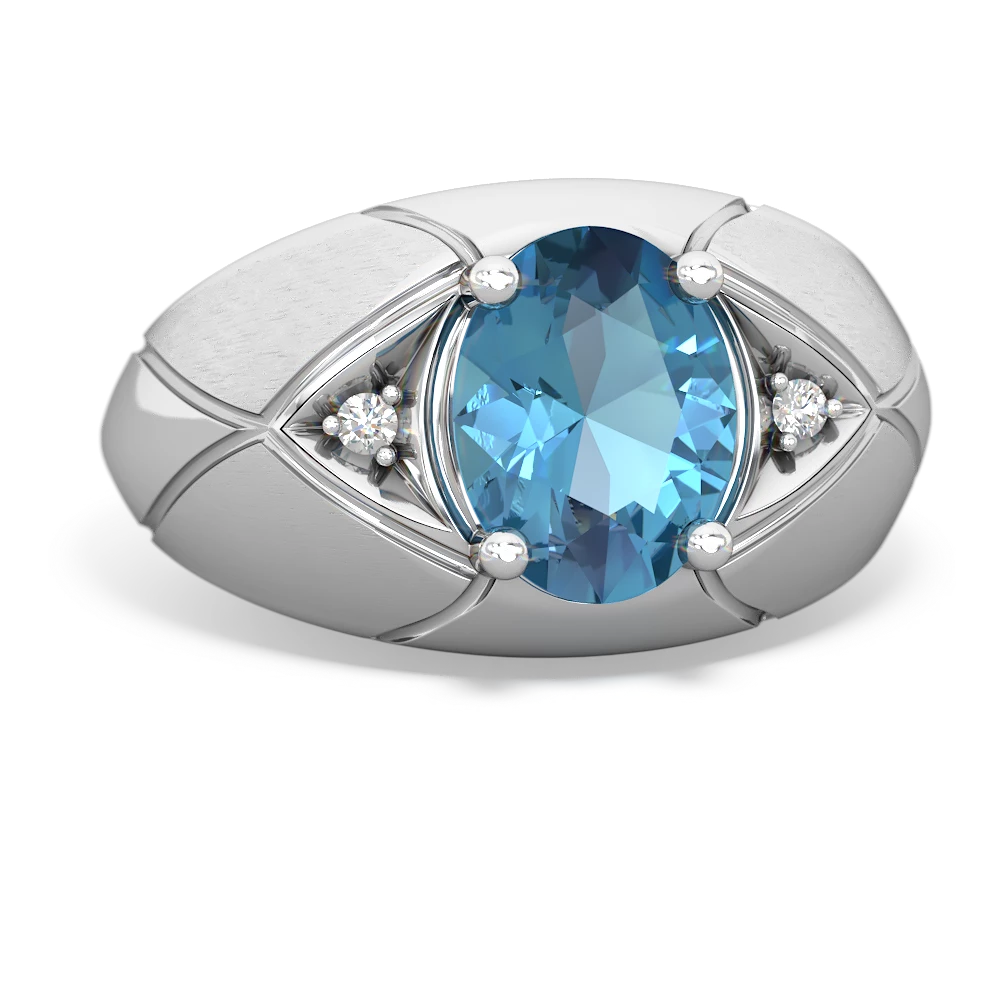 Blue Topaz Men's Crossroads 14K White Gold ring R0361