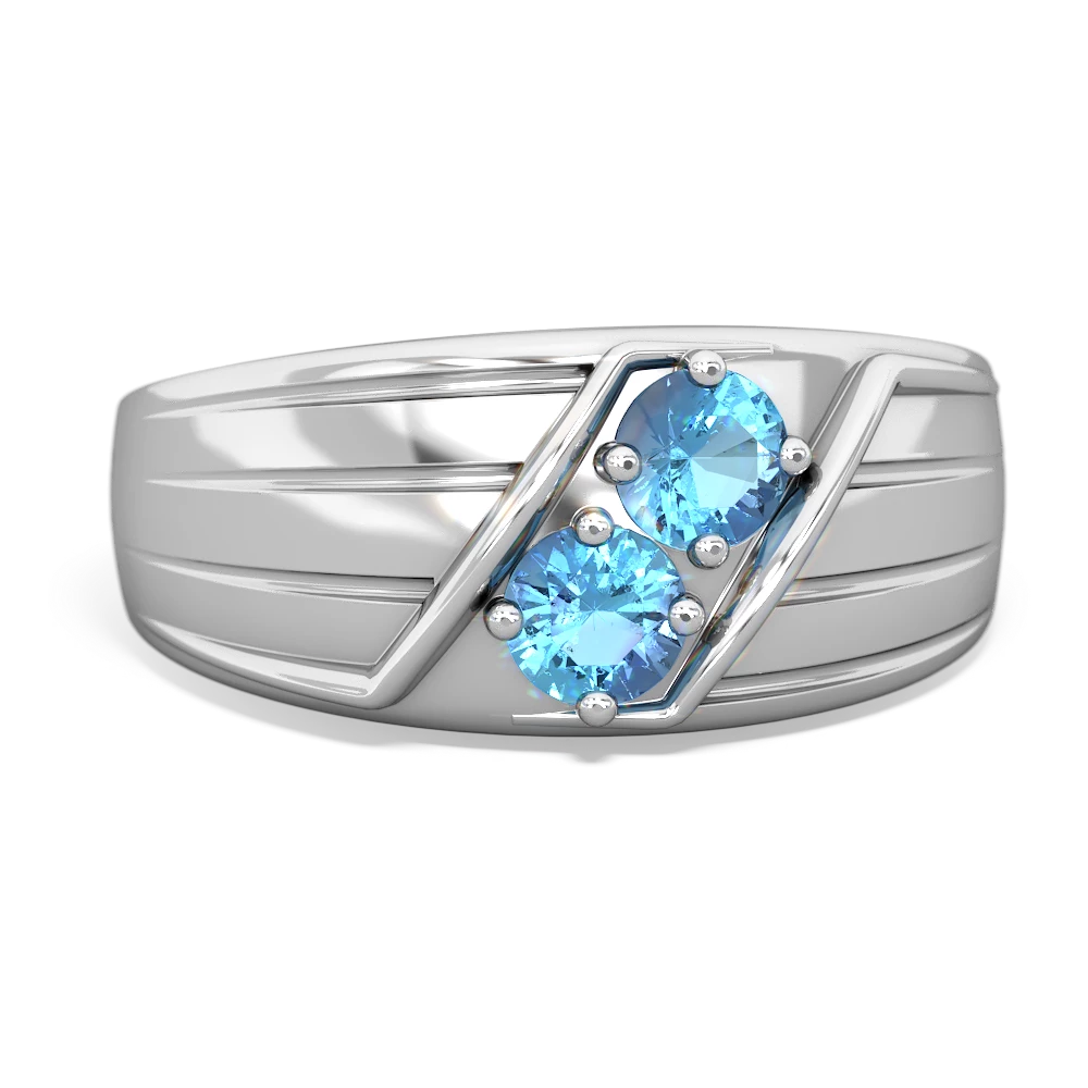 Blue Topaz Men's Streamline 14K White Gold ring R0460