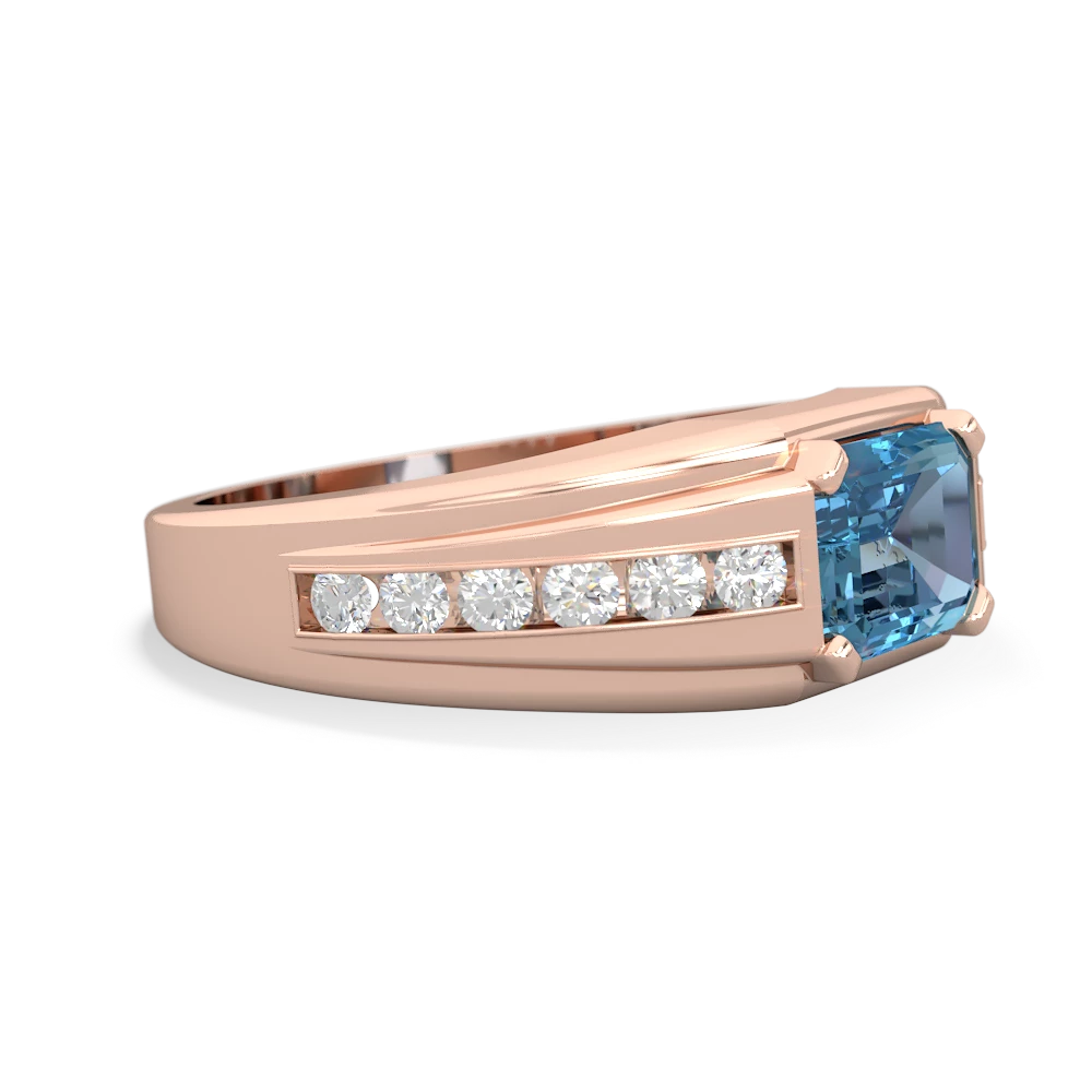 Blue Topaz Men's Diamond Channel 14K Rose Gold ring R0500