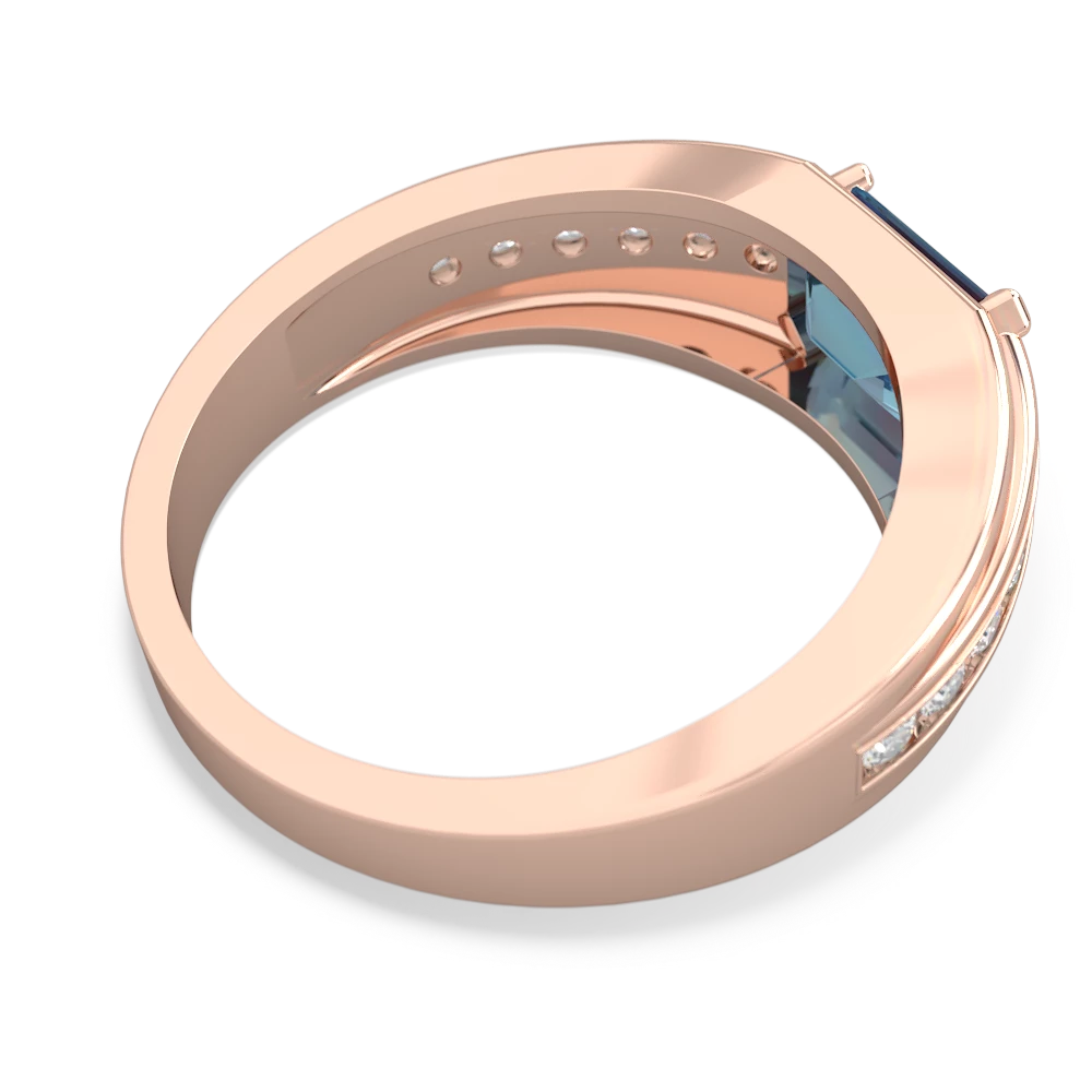 Blue Topaz Men's Diamond Channel 14K Rose Gold ring R0500