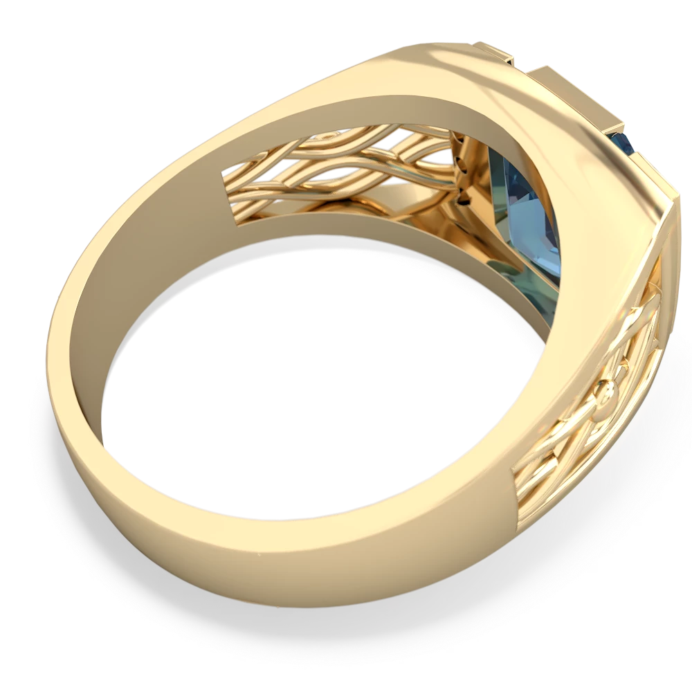 Blue Topaz Men's Vine 14K Yellow Gold ring R0490