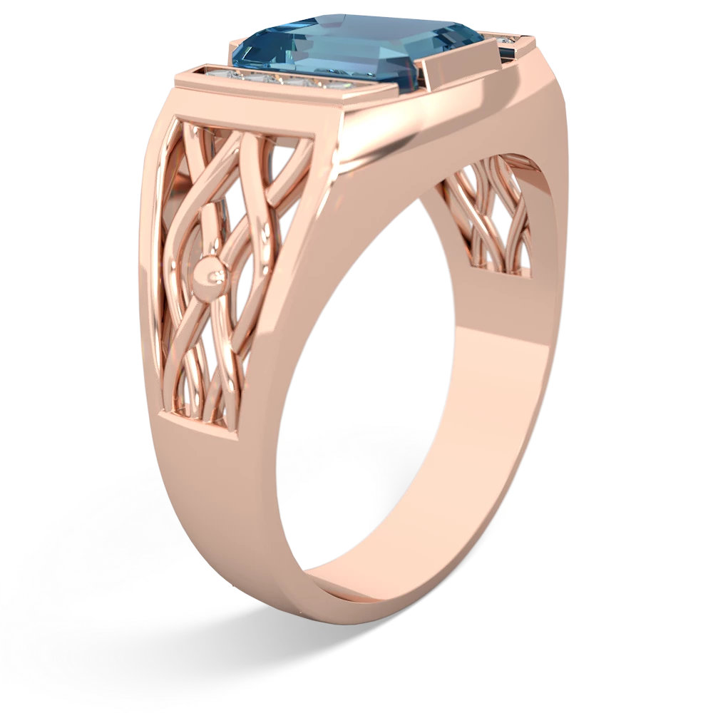 Blue Topaz Men's Vine 14K Rose Gold ring R0490