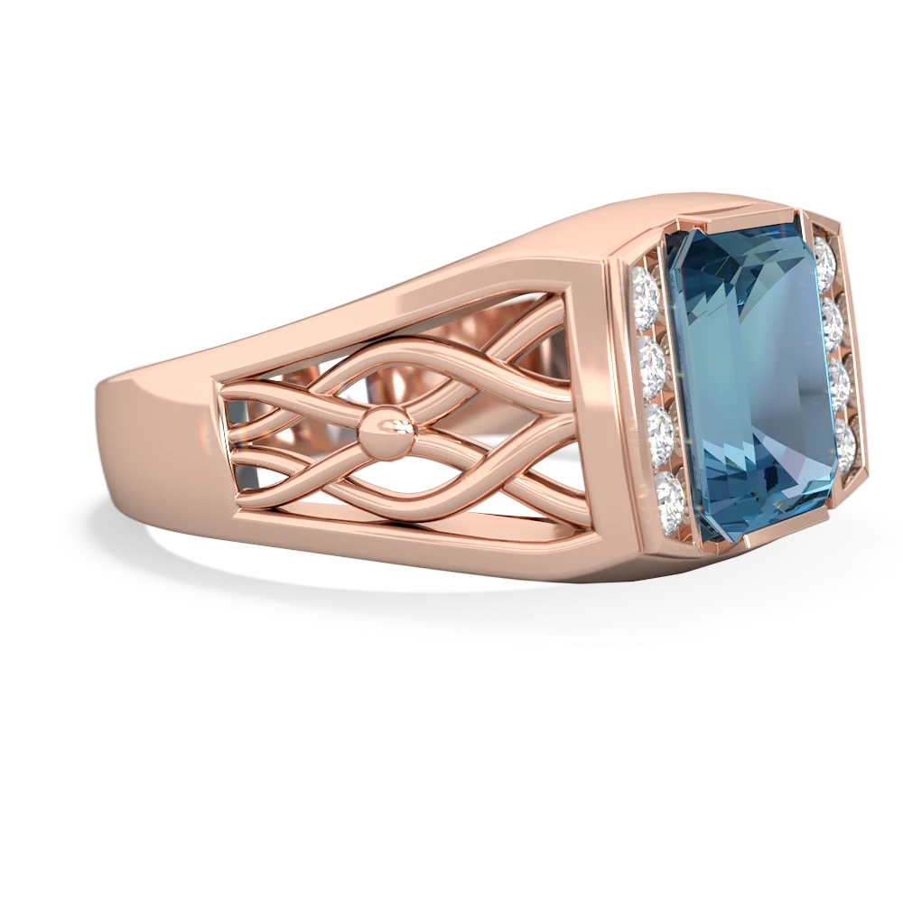 Blue Topaz Men's Vine 14K Rose Gold ring R0490