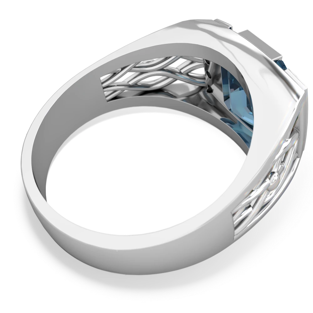 Blue Topaz Men's Vine 14K White Gold ring R0490