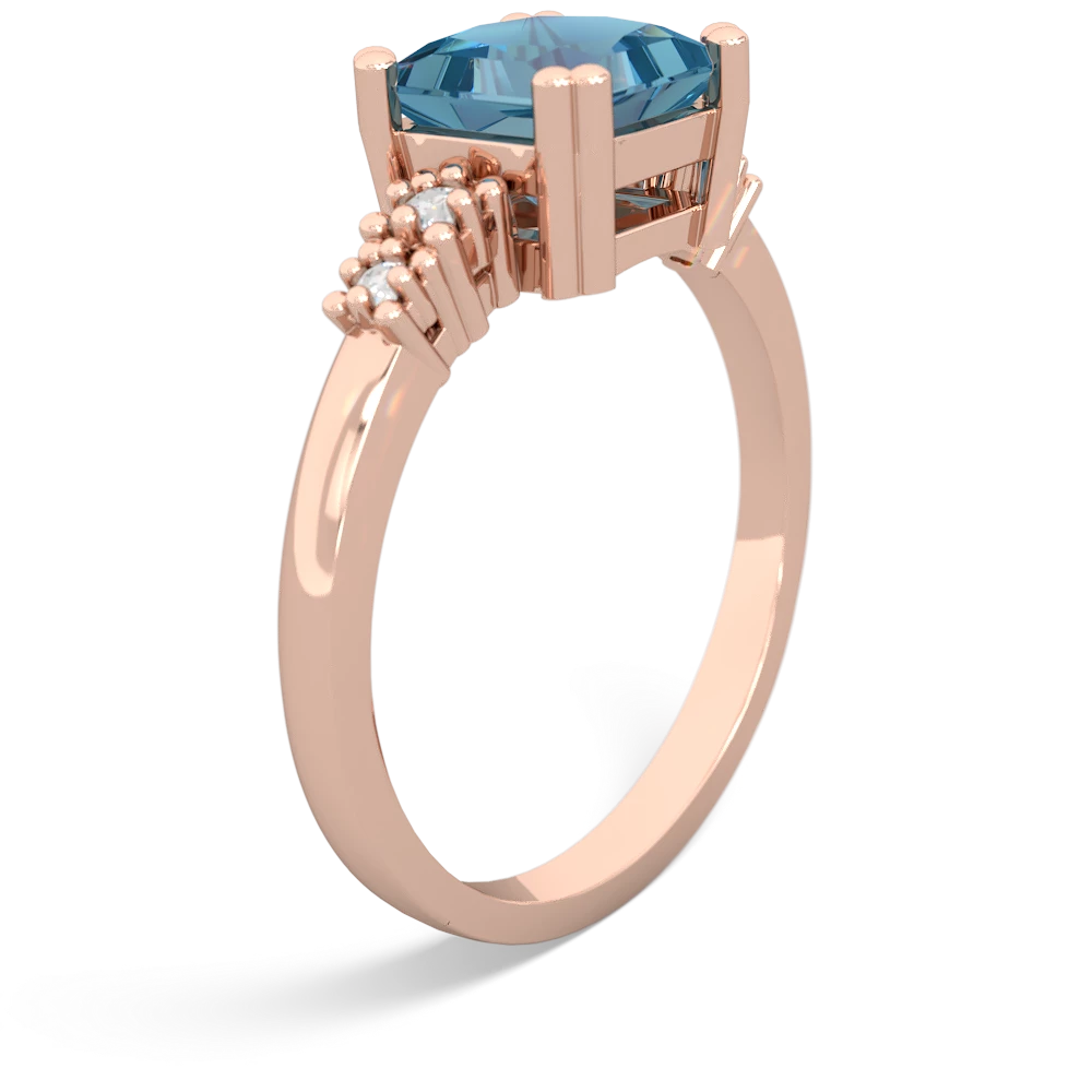 Blue Topaz Art Deco Princess 14K Rose Gold ring R2014