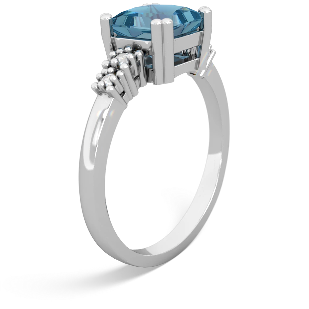 Blue Topaz Art Deco Princess 14K White Gold ring R2014