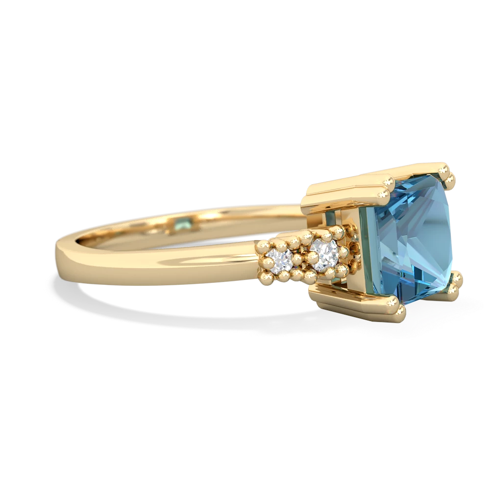 Blue Topaz Art Deco Princess 14K Yellow Gold ring R2014