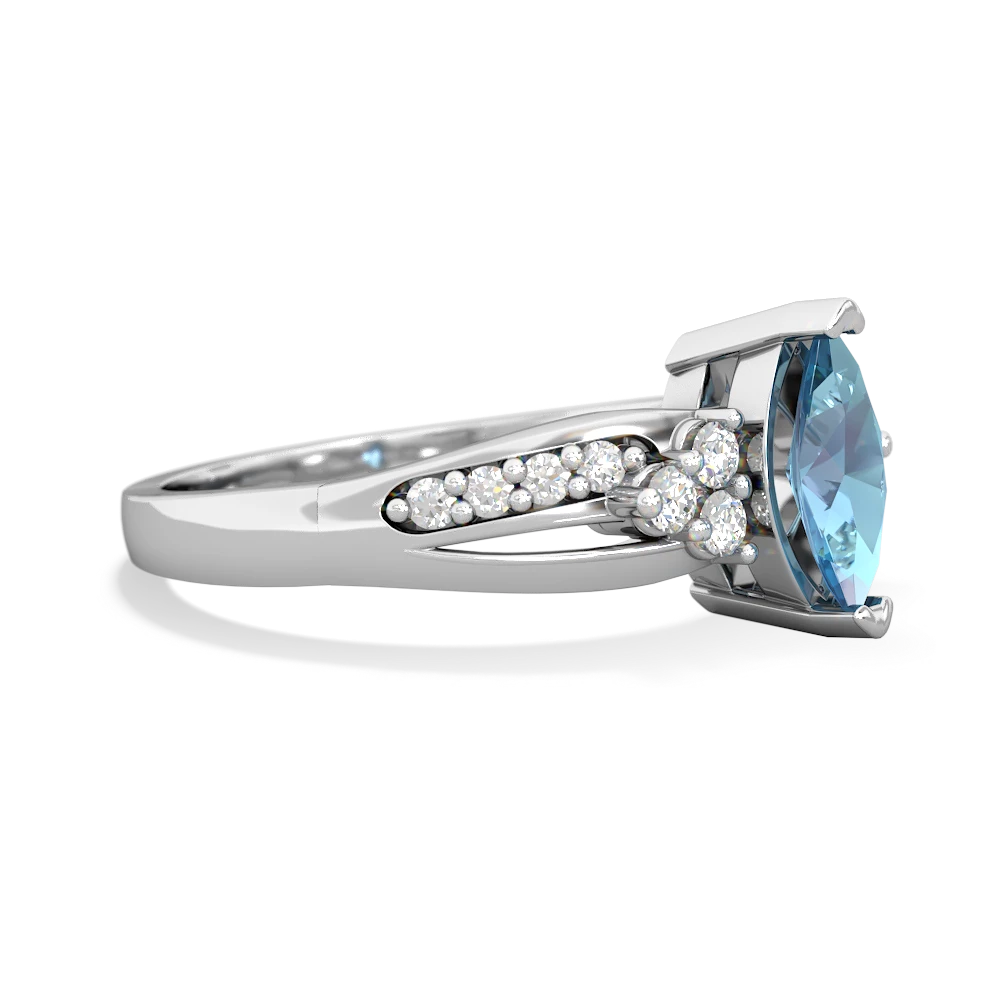 Blue Topaz Royal Marquise 14K White Gold ring R2343