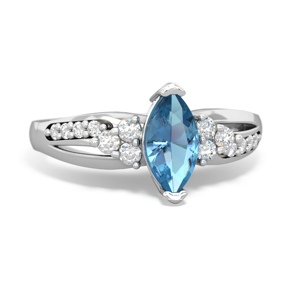 Blue Topaz Royal Marquise 14K White Gold ring R2343