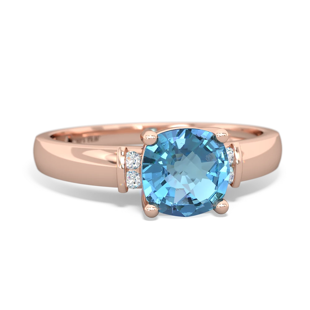 Blue Topaz Simply Elegant Cushion 14K Rose Gold ring R2489