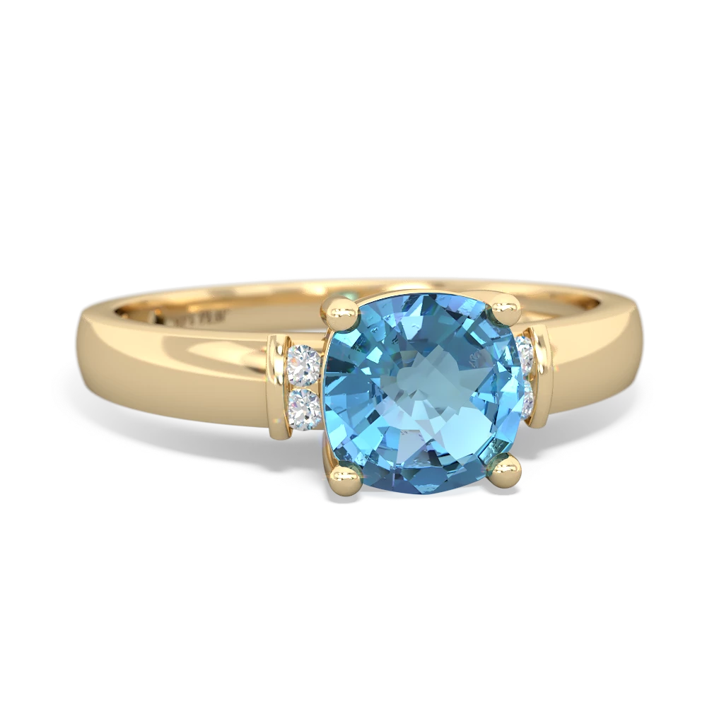 Blue Topaz Simply Elegant Cushion 14K Yellow Gold ring R2489