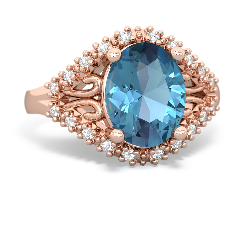 Blue Topaz Antique Style Cocktail 14K Rose Gold ring R2564